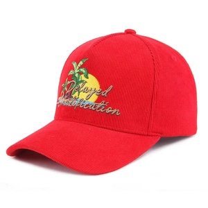 Casquette de baseball en velours côtelé personnalisée à 5 panneaux avec motif de fruits brodé en 3D, imperméable, avec boucle en métal, unisexe, au prix d'usine - Product Image 3