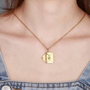 Pendentif enveloppe en forme de lettre, collier à bijoux, en acier inoxydable, inscription Love you pour la saint-valentin, fête des mères, cadeaux de noël - Product Image 3