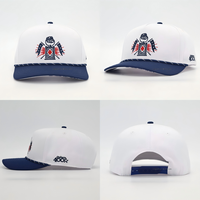 Casquette de baseball vintage à 5 panneaux avec broderie 3D personnalisée, visière plate bicolore - 100% coton, style sportif, réglable, type trucker
