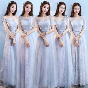 Eleganti Abiti da Sera Economici in Pizzo Grigio per Ragazze, Abiti da <span class=keywords><strong>Damigella</strong></span> per Matrimoni - Product Image 1