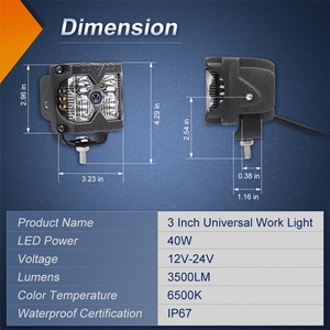OVOVS-Foco de trabajo de 40W, luz Led impermeable, luz de trabajo estroboscópica lateral automática - Product Image 3