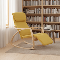 Fauteuil à bascule avec repose-pieds, design scandinave moderne, chaise en bois courbé, structure en bois K/D, tissu en velours, housse amovible, appartement
