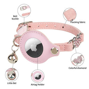 विरोधी खोए हुए लचीले वाटरप्रूफ मखमली पु चमड़े के gps ट्रैकर एयरटैग धारक बिल्ली कॉलर - Product Image 2