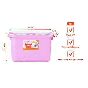 Multi Color Plastic <b>Storage</b> Box Lid 12 L PP Organizer Bin <b>Stackable</b> Moisture Resistant Dust Resistant Eco-Friendly Lightweight - Product Image 3