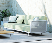 Table basse en teck avec structure en alliage d'aluminium moderne, résistante aux intempéries, durable, coussins imperméables écologiques, pour hôtel, cour