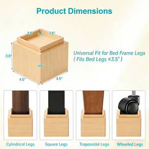 कस्टम बांस बिस्तर वाले 4 टुकड़े ऊंचाई एक्सटेंडर्स का सेट बिस्तर सोफे टेबल के लिए एंटी-फॉल के साथ समर्थन ब्लॉक - Product Image 3