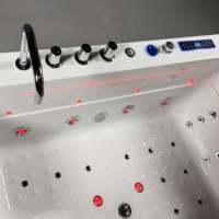 Baignoire Spa Moderne en Acrylique Blanc PFR avec Hydro-Massage, Lumières LED et Cascade, Bain à Remous