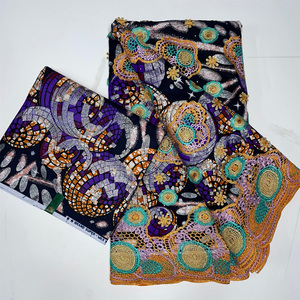 Pakaian jahit katun lilin Afrika kain renda warna-warni bordir kain brokat baju tropis BATIK rajut