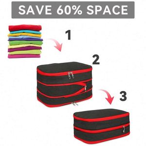 BSCI factory Wholesale Expandable Clothes Storage <b>Bags</b> Insert Waterproof Travel <b>Compression</b> Packing Cubes - Product Image 3