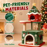 Tour pour chat OEM personnalisée en forme de sapin de Noël, 90 cm, pour 2 à 3 chats, avec condo multi-niveaux et poteau à gratter en sisal et peluche, vente en gros