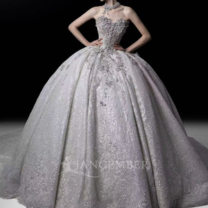 Lsgz01 Superbe Robe de Mariée Sirène à Col Montant Effet Illusion, Manches Longues, Ornée de Perles et de Dentelle, Traîne Cathédrale, Jancemebr - Product Image 1