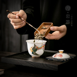 Gaiwan Teacup White Porcelain With Lid Phoenix Pattern Kung Fu <b>Tea</b> Set Gift <b>Box</b> - Product Image 3