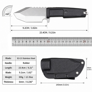Cuchillo de Hoja Fija Tanto para Exteriores con Espina Dentada, Abrebotellas Integrado, Mango de Goma y Funda de Kydex para Camping y Senderismo - Product Image 4