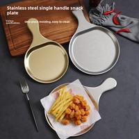 Design minimaliste moderne de style coréen, en acier inoxydable poli doré à fond plat, écologique, biodégradable, de qualité alimentaire