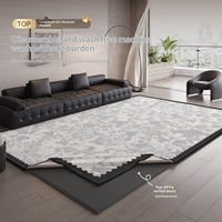 Abnehmbarer Waschbarer Polyester-Terylene-Teppich Pflanzen-Blumen-Muster Wasserabweisend Fleckenschutz Grauer Sofa-Teppich für Wohnzimmer
