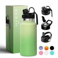 Nouvelle conception – Gourde de sport en acier inoxydable avec poignée et paille, isotherme, anti-fuite, compatible lave-vaisselle, pour camping, maison et bureau