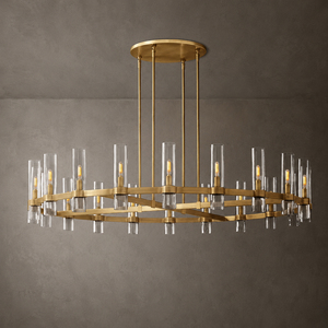 Minimalist Circular Glass Pendant <b>Light</b> Clear Tube Glass Hanging Lamp For Round Dining Table <b>Lounge</b> Decor - Product Image 3