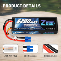 Zeee 2S يبو بطارية 7.4V 5200mAh 80C غطاء واقٍ مزخرف لهاتف آيفون مع EC3 التوصيل ل RC عربات التي تجرها الدواب Truggy الزاحف الوحش سيارة قارب نماذج من الشاحنات