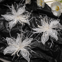H665 DIY Accessoires de décoration de mariage : Pince à cheveux et broche en dentelle blanche pure, plumes, perles, cristaux et fleurs torsadées