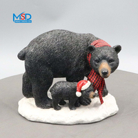 Figurines d'ours en résine personnalisables MSD, imperméables, peintes à la main, noires, pour la décoration de jardin et de maison en résine
