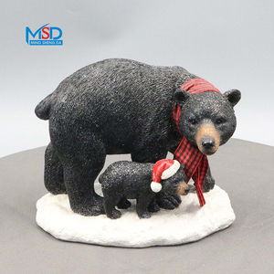 MSD Großhandel Anpassbare Harz-Tierfiguren Bären Wasserdicht Handbemalt Schwarz für Garten- und Heimdekoration - Product Image 3