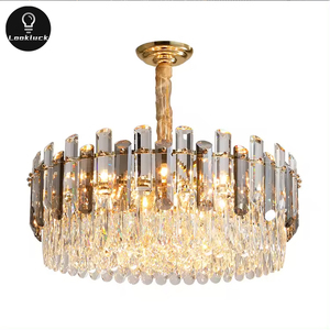 โคมระย้าคริสตัลทันสมัยหรูหราสีดำแบบกำหนดเองสำหรับห้องนั่งเล่นห้องอาหารห้องนอนงานแต่งงานโคมไฟระย้าเพดานสูงพร้อมฐาน E26 - Product Image 5