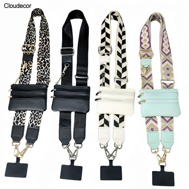 New Mobile Phone Strap Zippered Polyester Pouch  Neck Strap Crossbody Phone Wallet Lanyard