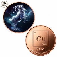 Pièce de monnaie en cuivre pur 999 de 1 oz, imprimée en couleur 2D sur mesure, motif Tableau Périodique de l'Élément Cu, objet de collection, vente en gros