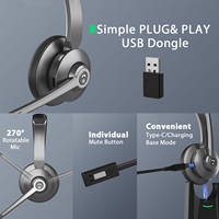Dongle USB à double connexion pour casque sans fil 5.0 ou 5.2 pour le bureau et le centre d'appels