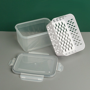 Caja de drenaje y conservación de refrigerador de doble capa japonesa, caja de drenaje y conservación congelada de cocina, caja de almacenamiento de plástico - Product Image 3