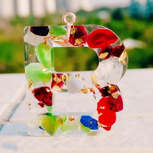 Rose Gold Foil Transparent Resin Craft Initial Letters 26 Alaphabet Charm Keychain Necklace Jewelry, A-Z 0-9 Numbers Keyring DIY