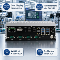 PC industriel compact Intel Core i7-9700 i5-9500 H110 avec 4 ports LAN Gigabit indépendants et double affichage 4K DVI pour l'IA de vision