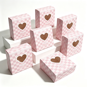Boîte <span class=keywords><strong>de</strong></span> lentilles <span class=keywords><strong>de</strong></span> contact Kawaii rose à carreaux, avec fenêtre en forme <span class=keywords><strong>de</strong></span> cœur pour lentilles colorées, emballage jetable quotidien et mensuel en gros - Product Image 1