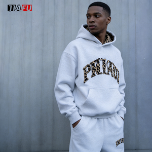 Conjunto de Moletom Oversized com Calça e Blusão de Cintura Dupla, com Estampa de Letras Lisa, Personalizado DTG, para Atacado, Fabricantes de Vestuário - Product Image 2