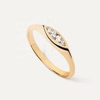 Bague signet délicate en argent sterling 925 avec zircone cubique pavé, œil maléfique, pour femmes, LOZRUNVE