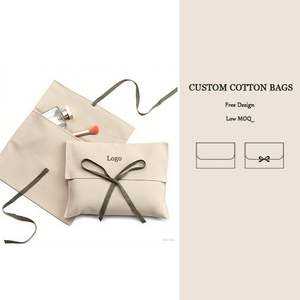 Bolsas de muselina de tela personalizada, funda con solapa, bolsa de embalaje de regalo, sobre de algodón orgánico, bolsa antipolvo para bolsos, ropa con cinta - Product Image 1