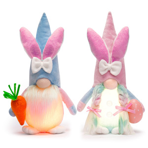 2024 nuova decorazione di Pasqua all'ingrosso uova da coniglietto di carote di ravanello primavera bambola senza volto Rudolph luci peluche conigli di Pasqua idea regalo - Product Image 1