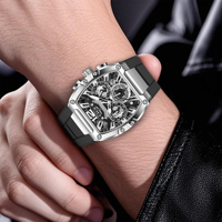 Montre chronographe pour homme avec cadran carré creux, date, calendrier, multifonction, sport, luxe, lumineuse, quartz, montre-bracelet pour homme