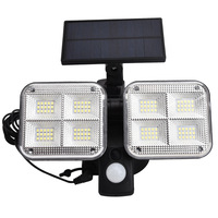 Lampes solaires de sécurité à détecteur de mouvement LED IP65 étanches à 3 têtes, éclairage mural rotatif pour jardin