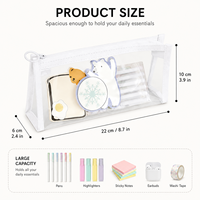 Trousse à crayons transparente imperméable en PVC, sac à cosmétiques, pochette de rangement portable pour papeterie, pour l'école, le bureau et les voyages
