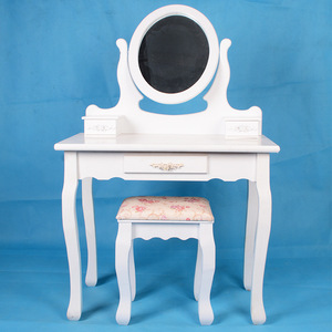 European Style Wooden <b>Dressing</b> <b>Table</b> White Flip Top Mirror <b>Storage</b> Bedroom Makeup Vanity - Product Image 2