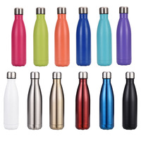 Bouteille Gourde Isotherme en Acier Inoxydable Double Paroi Forme Cola avec Couvercle, Logo Personnalisé, 350ml 500ml 750ml 1000ml