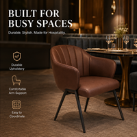 Chaises de salle à manger pour restaurant, fauteuil rembourré moderne avec accoudoirs courbes pour hall d'hôtel, banquet, salon, bar sportif, bistrot, dîner