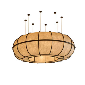Lustre rond de style Wabi Sabi japonais E27 à six ampoules, lampe à économie d'énergie pour l'éclairage de la maison, du restaurant et du hall. - Product Image 5