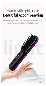 New Popular LCD USB Charging Ceramic <b>Heating</b> Electric <b>Comb</b> Flat Hair Straightener Wireless Portable Hair <b>Comb</b> - Product Image 3