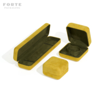 Boîte à bijoux en velours de haute qualité avec logo en feuille d'or, étui de présentation de luxe pour un cadeau de mariage ou d'anniversaire