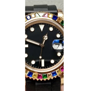 Customized high-quality luxurious men's watch with round colored diamond dial, water-resistant and calendar function watch - Product Image 1