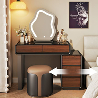 Coiffeuse moderne en bois massif la plus vendue avec miroir amovible, commode intégrée et table de maquillage pour chambre et appartement