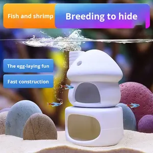 Decoración de Pecera con Forma de Casa de Champiñones de Cerámica, Escondite, Tanque de Cría para Peces, Paisaje, Nido para Camarones y Peces Pequeños - Product Image 4