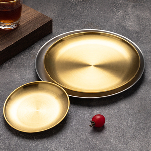 Bandeja de Servicio de Acero Inoxidable 201/304 para <span class=keywords><strong>Restaurante</strong></span> <span class=keywords><strong>Coreano</strong></span>, Plato de Metal Dorado, Platos para Asar de Acero Engrosado - Product Image 6